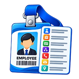 Printed employee RFID card details icon