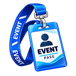 Event badge holder and printed satin lanyard