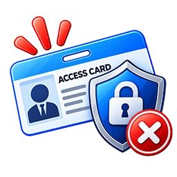 Lost access card deactivation and security icon