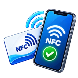 Smartphone scanning an NFC card