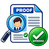 School ID card proof approval icon
