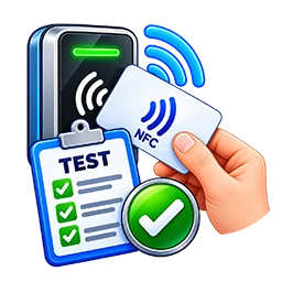 Access card sample testing and approval icon