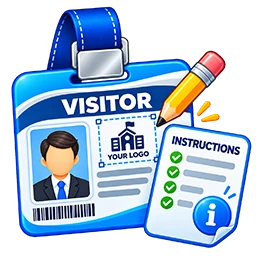 Visitor logo and safety instructions